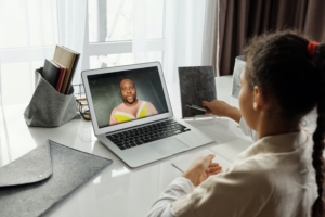 Kids are doing school at home via Zoom